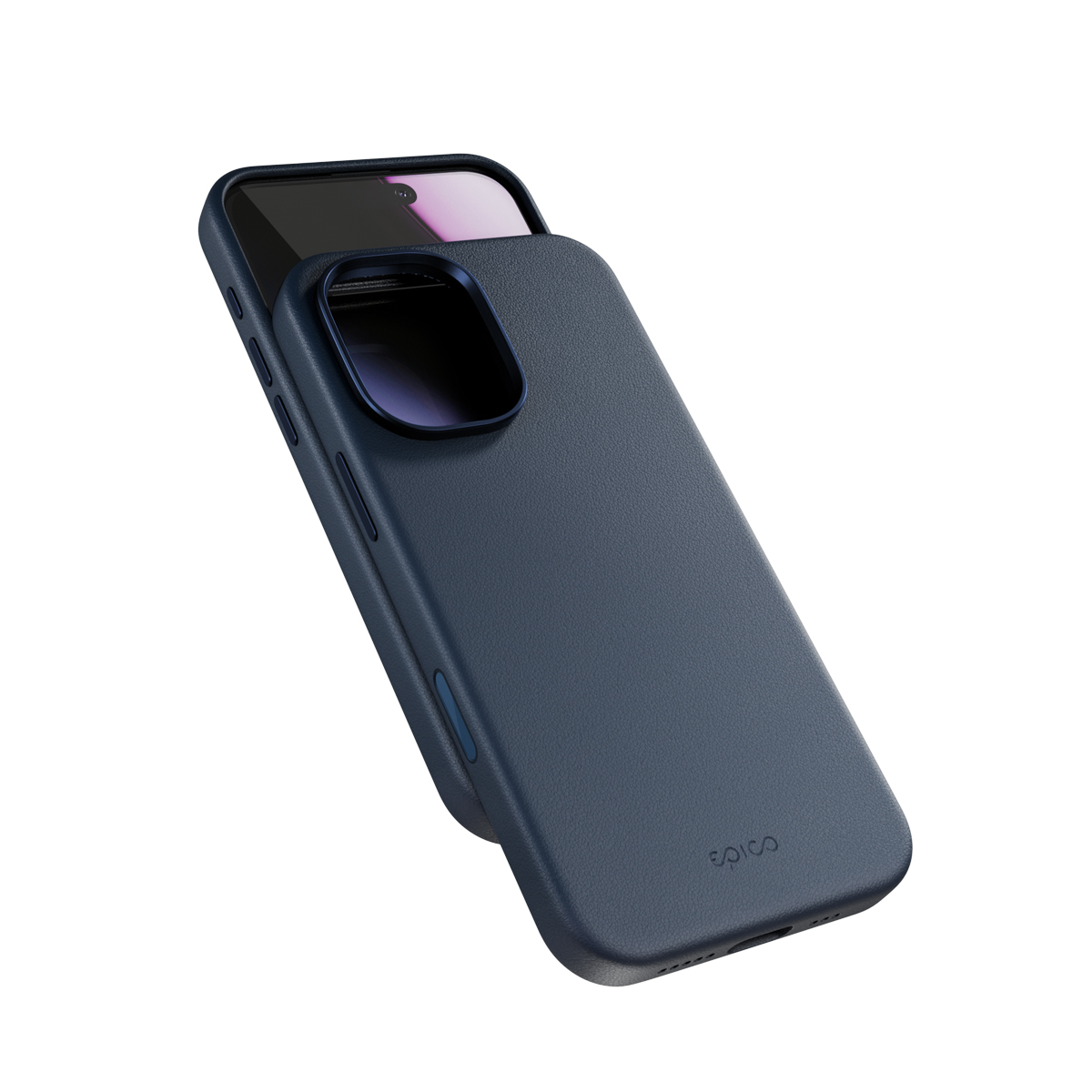 Zadný ochranný kryt Epico Leather Mag+ Case pre Apple iPhone 17, modrá
