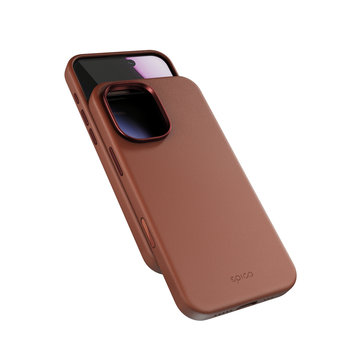Zadný ochranný kryt Epico Leather Mag+ Case pre Apple iPhone 17, hnedá