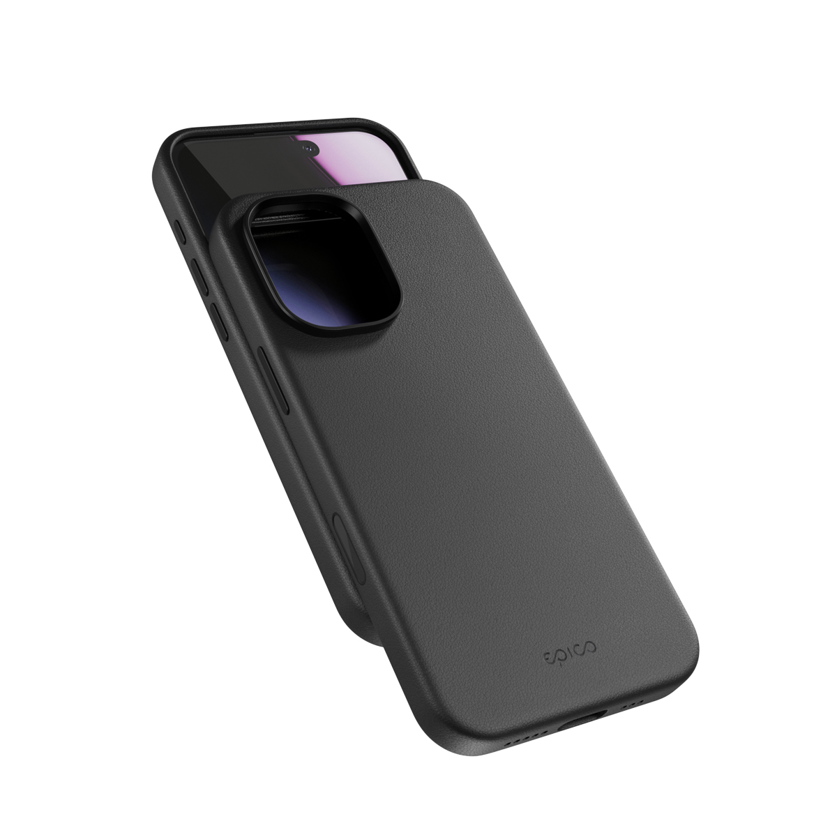 Zadný ochranný kryt Epico Leather Mag+ Case pre Apple iPhone 17, čierna
