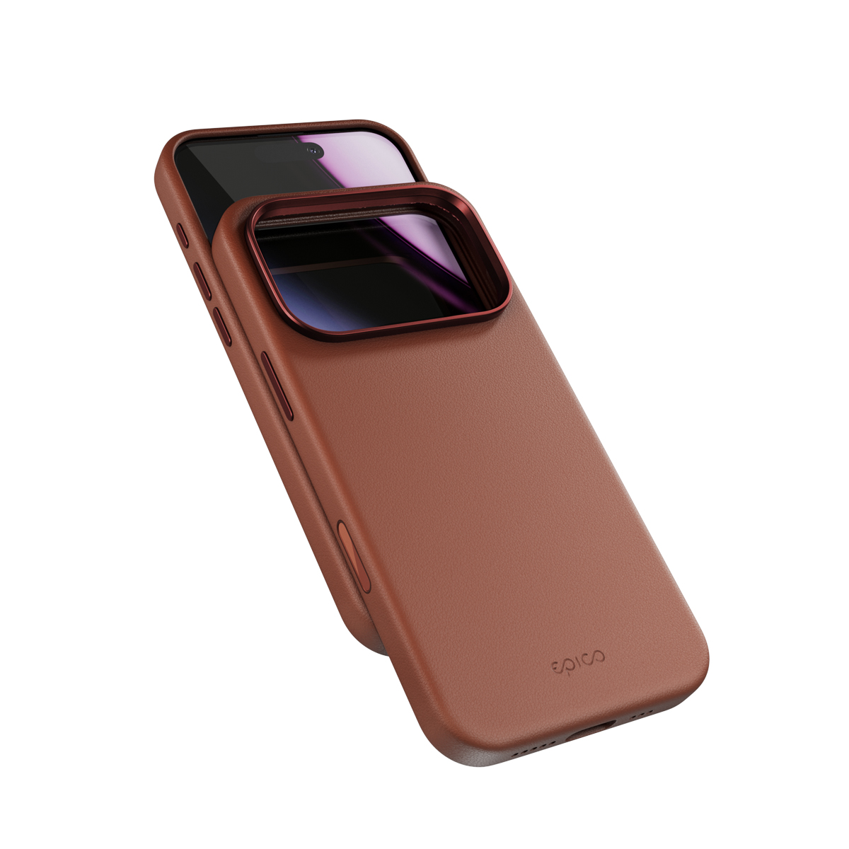 Zadný ochranný kryt Epico Leather Mag+ Case pre Apple iPhone 17 Pro, hnedá