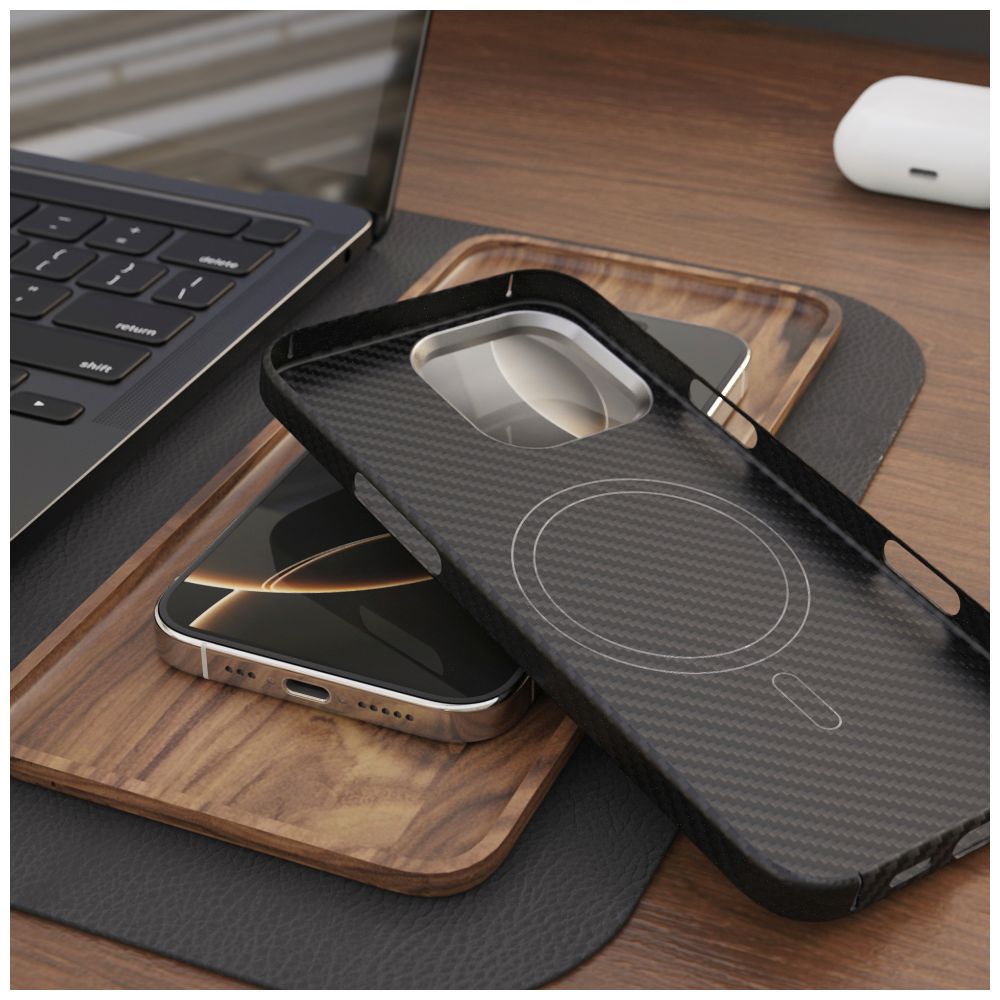 Aramidový zadní kryt FIXED MagVelar s podporou Magsafe pro Apple iPhone 15 Pro, černý