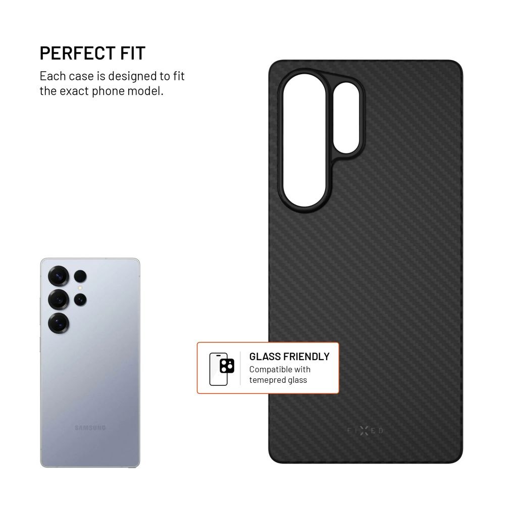 Aramidový zadní kryt FIXED MagVelar s podporou Magsafe pro Samsung Galaxy S26, černá