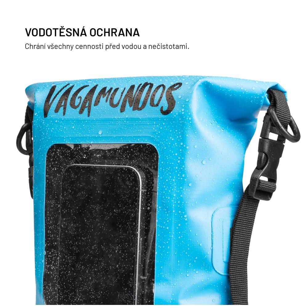 Voděodolný vak FIXED Float Bag s kapsou pro mobilní telefon 3L Vandrácký Speciál, modrý