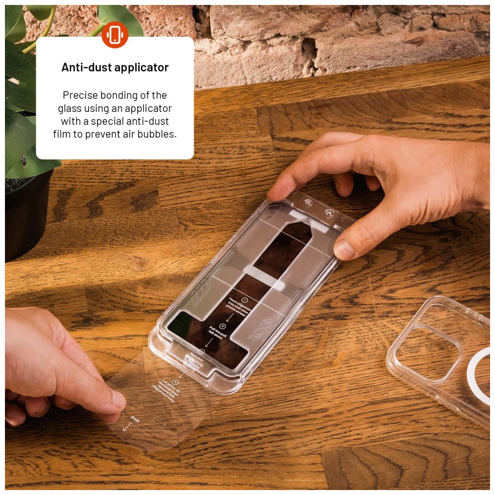 Ultra odolné tvrzené sklo FIXED Armor s Anti-dust aplikátorem a AR vrstvou pro Apple iPhone 17, černé