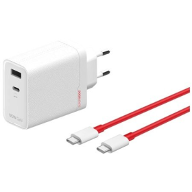 OnePlus SuperVooc120W Dual USB-A + USB-C Cestovné Nabíjačka + USB-C/USB-C Kábel biela