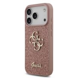 Guess PU Fixed Glitter 4G Metal Logo Zadní Kryt pro iPhone 17 Pro Pink