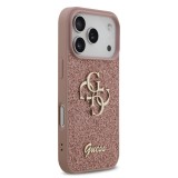 Guess PU Fixed Glitter 4G Metal Logo Zadní Kryt pro iPhone 17 Pro Pink