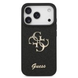 Guess PU Fixed Glitter 4G Metal Logo Zadní Kryt pro iPhone 17 Pro Black