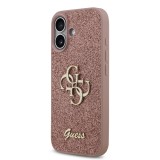 Guess PU Fixed Glitter 4G Metal Logo Zadní Kryt pro iPhone 17 Pink