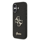 Guess PU Fixed Glitter 4G Metal Logo Zadní Kryt pro iPhone 17 Black