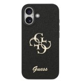 Guess PU Fixed Glitter 4G Metal Logo Zadní Kryt pro iPhone 17 Black
