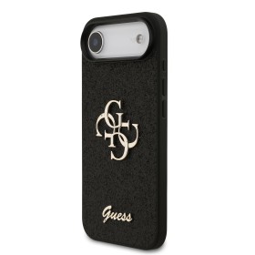 Zadný kryt Guess PU Fixed Glitter 4G Metal Logo pre Apple iPhone Air, čierna