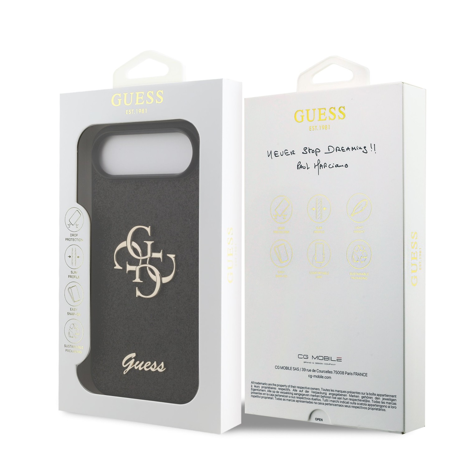 Guess PU Fixed Glitter 4G Metal Logo Zadní Kryt pro iPhone Air Black
