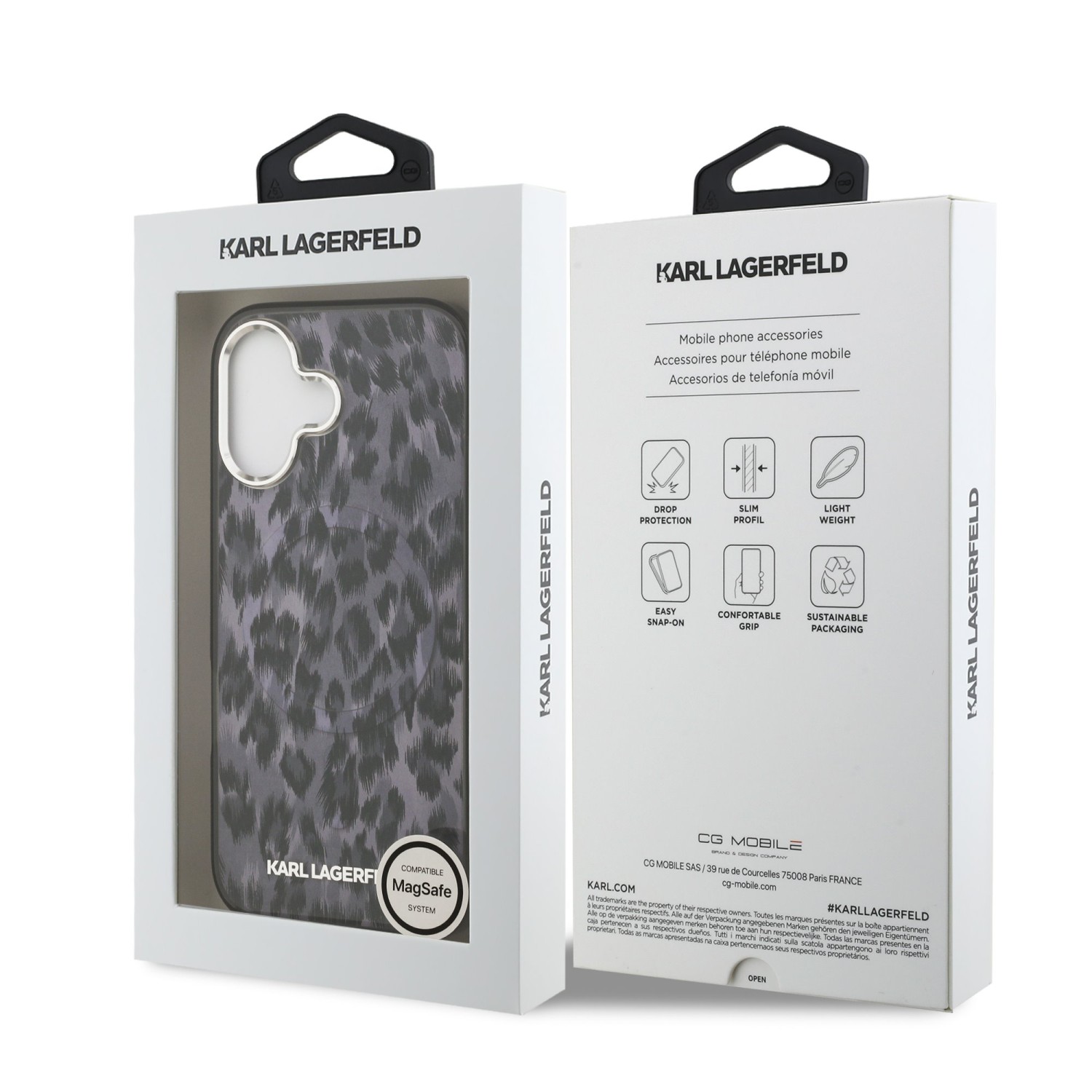 Karl Lagerfeld IML Leopard MagSafe Zadní Kryt pro iPhone 17 Grey