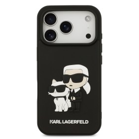 Zadný kryt Karl Lagerfeld 3D Rubber Karl and Choupette pre Apple iPhone 17 Pro, čierna