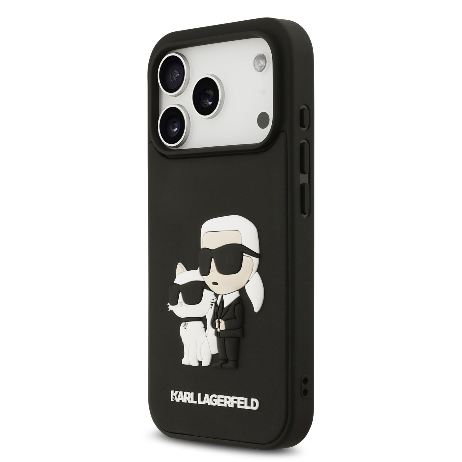 Karl Lagerfeld 3D Rubber Karl and Choupette Zadní Kryt pro iPhone 17 Pro Black
