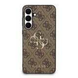 Guess PU 4G Metal Logo Zadní Kryt pro Samsung Galaxy S25 FE Brown