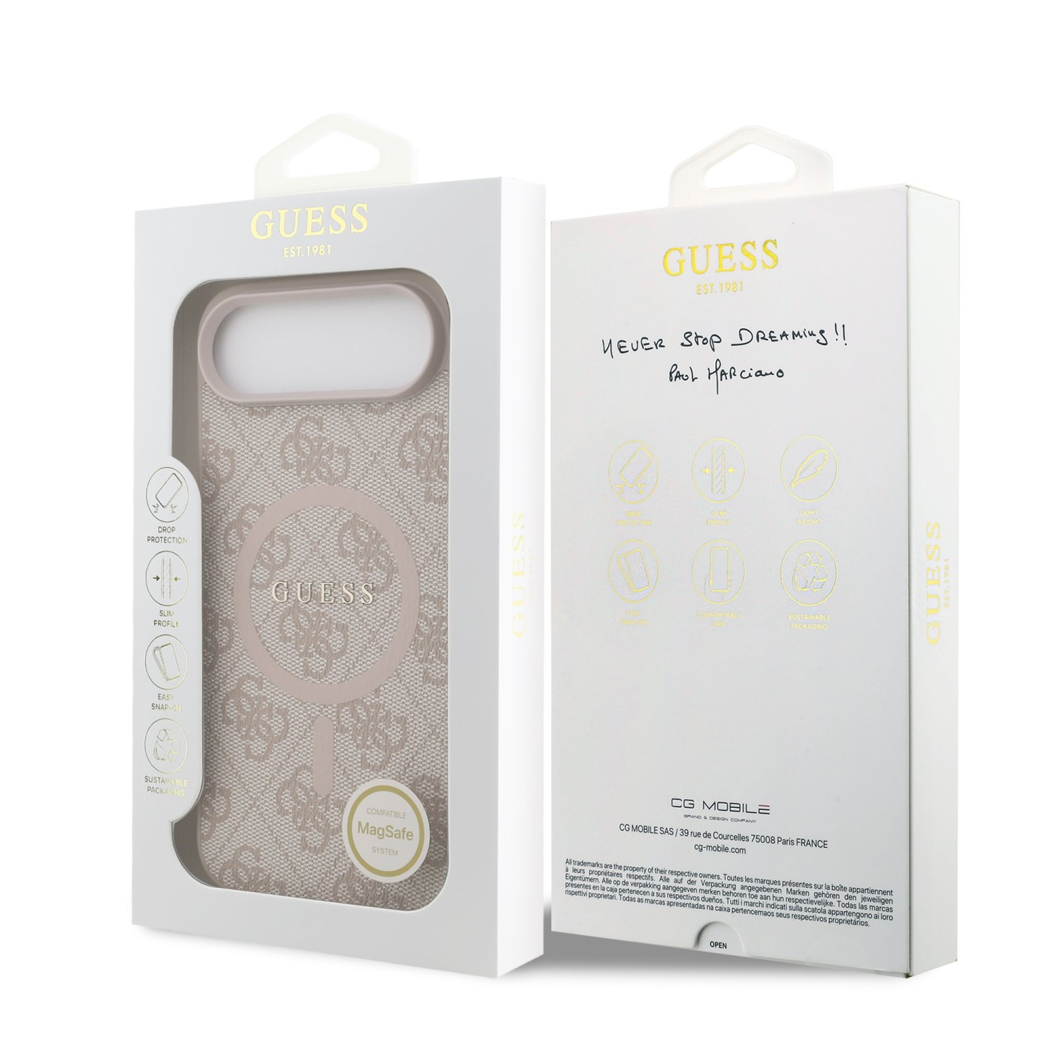 Guess PU Leather 4G Colored Ring MagSafe Zadní Kryt pro iPhone Air Pink