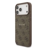 Guess PU Leather 4G Colored Ring MagSafe Zadní Kryt pro iPhone 17 Pro Max Brown