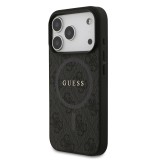 Guess PU Leather 4G Colored Ring MagSafe Zadní Kryt pro iPhone 17 Pro Black