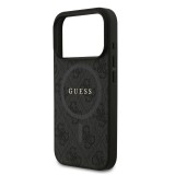 Guess PU Leather 4G Colored Ring MagSafe Zadní Kryt pro iPhone 17 Pro Black
