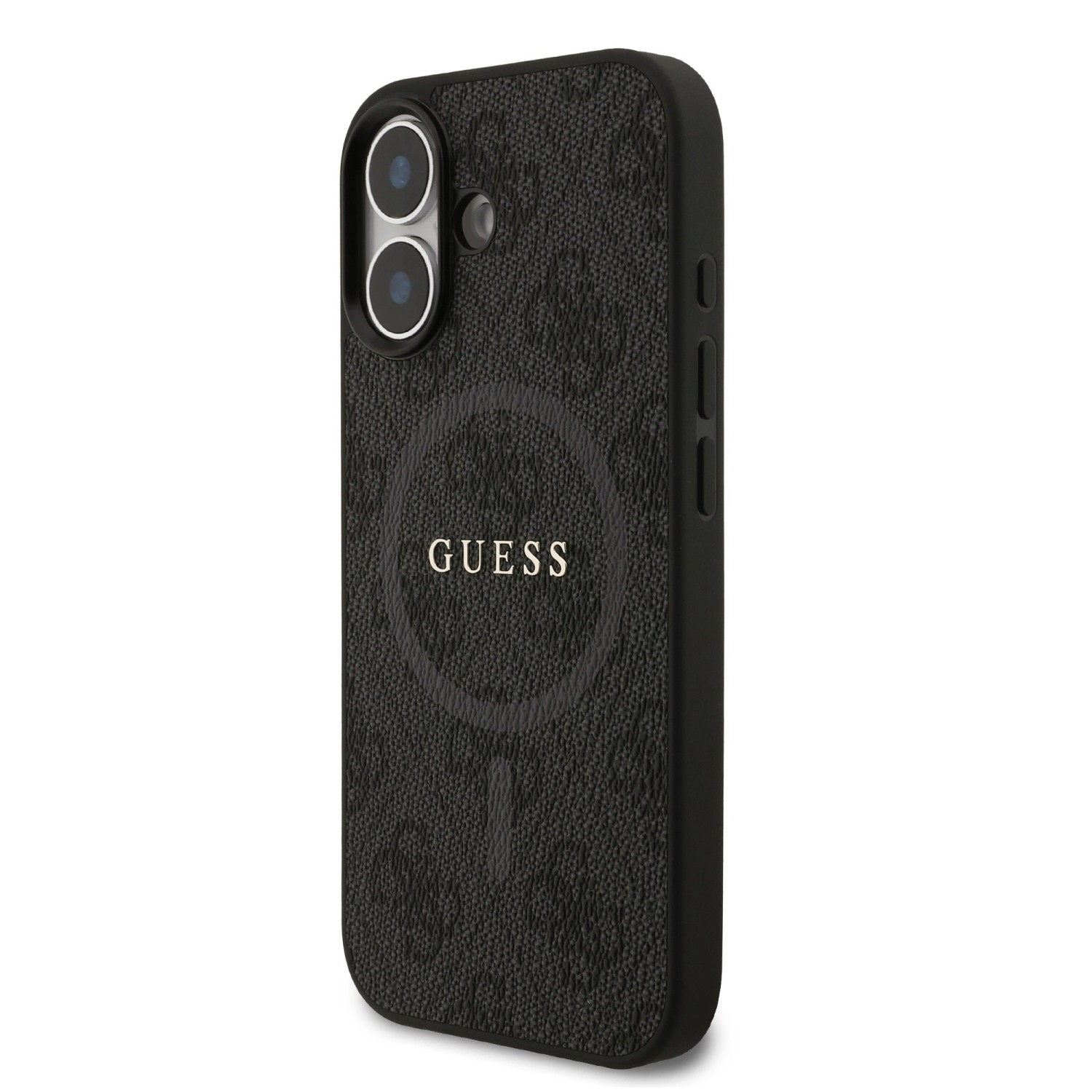 Guess PU Leather 4G Colored Ring MagSafe Zadní Kryt pro iPhone 17 Black