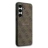 Guess PU Leather 4G Colored Ring MagSafe Zadní Kryt pro Samsung Galaxy S25 FE Brown