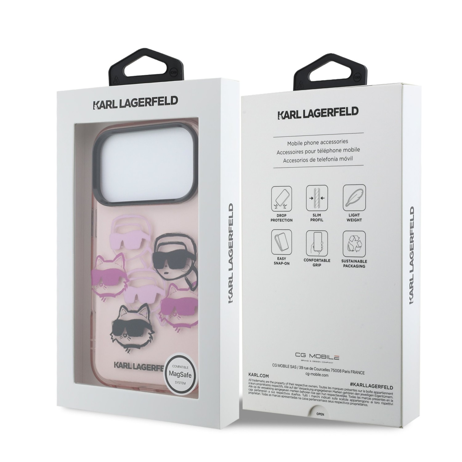 Karl Lagerfeld IML Multi K&CH Heads Zadní Kryt pro iPhone 17 Pro Pink