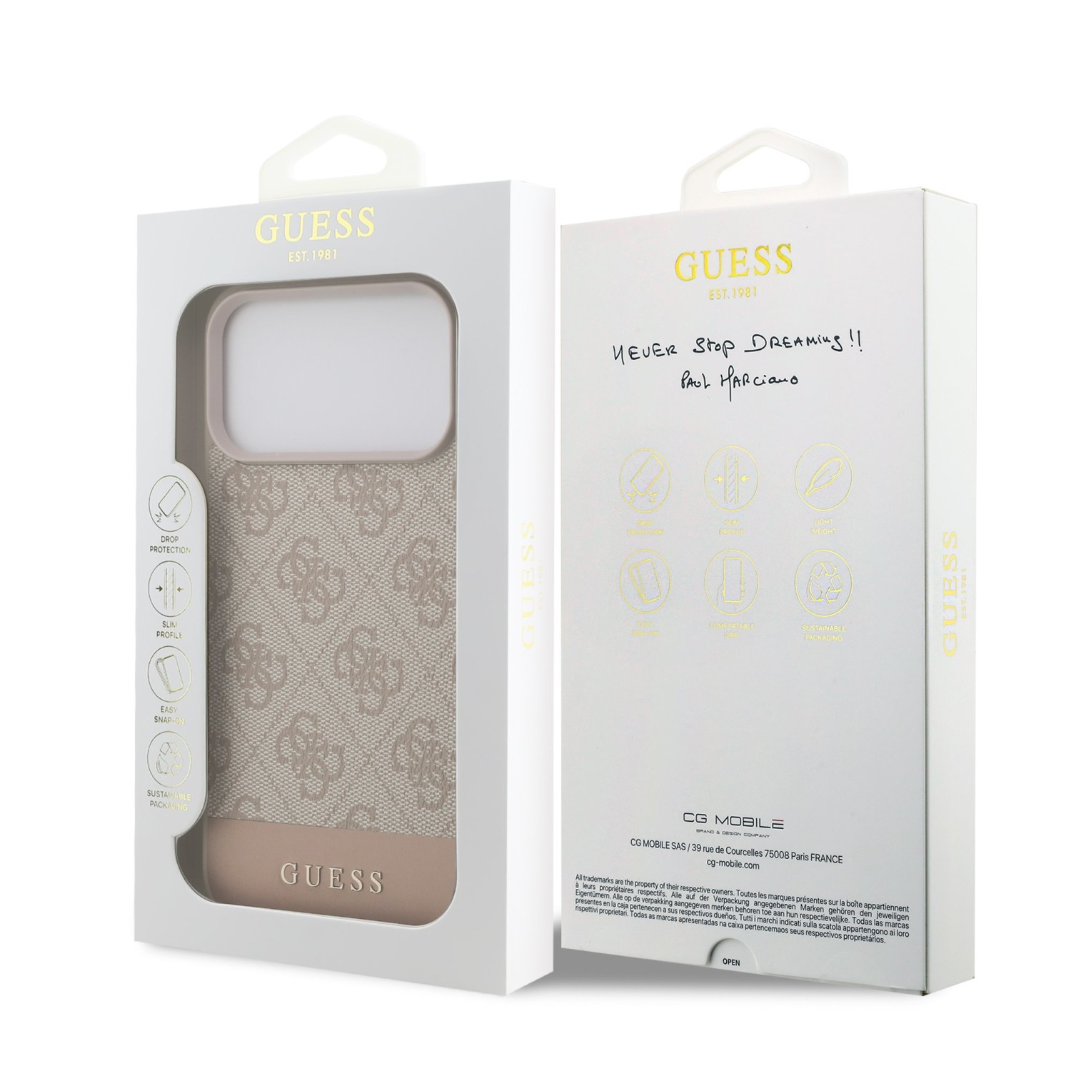 Guess PU 4G Stripe Zadní Kryt pro iPhone 17 Pro Max Pink