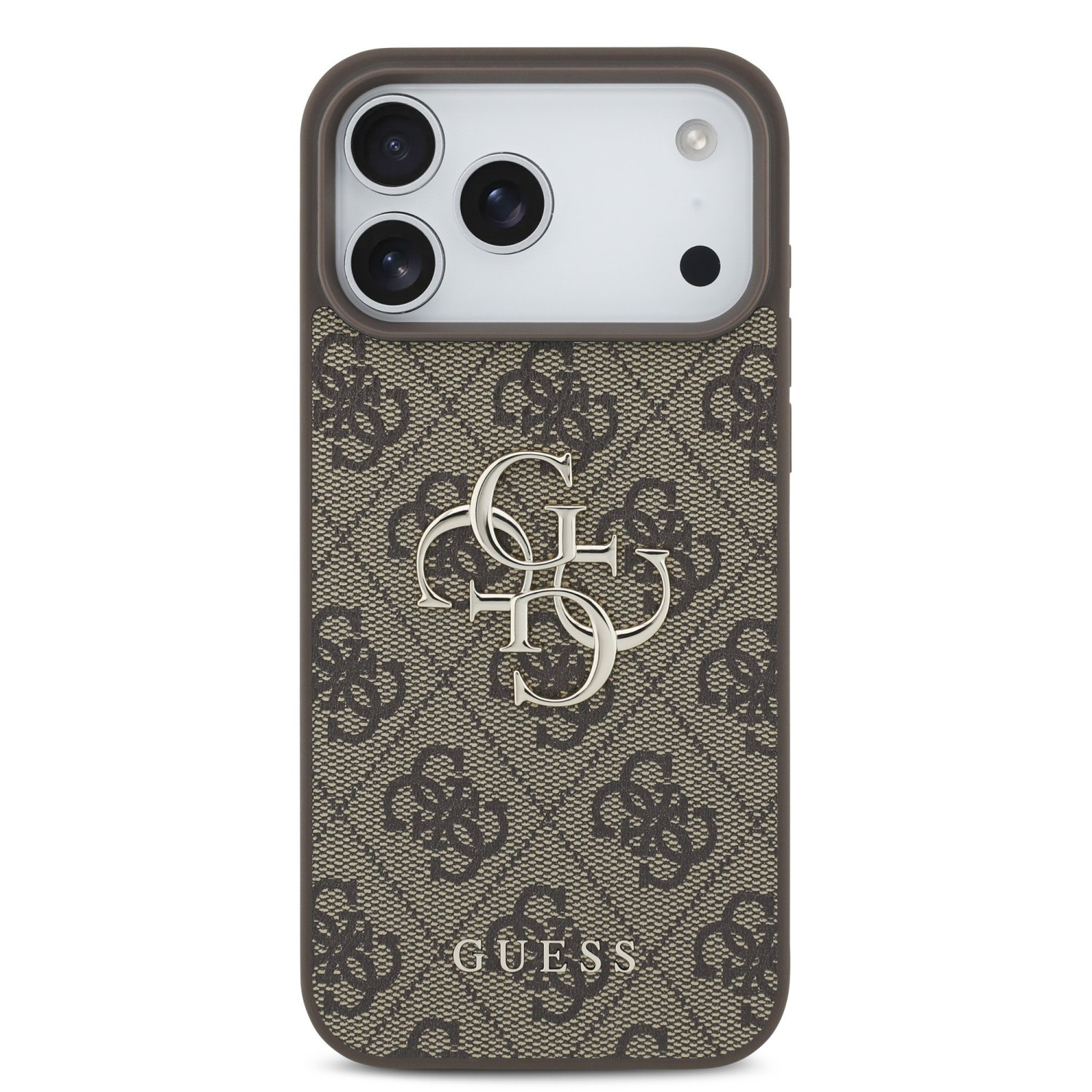 Guess PU 4G Metal Logo Zadní Kryt pro iPhone 17 Pro Max Brown