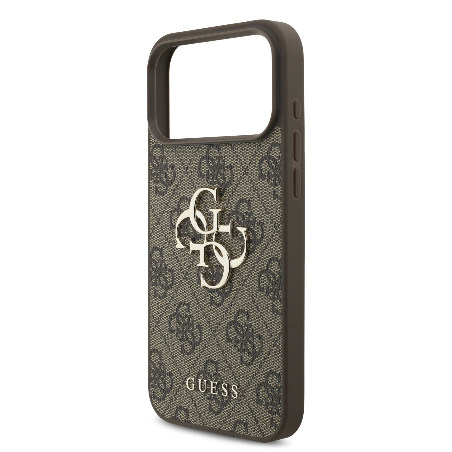 Guess PU 4G Metal Logo Zadní Kryt pro iPhone 17 Pro Max Brown