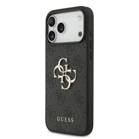 Zadný kryt Guess PU 4G Metal Logo pre Apple iPhone 17 Pro Max, šedá