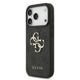 Zadný kryt Guess PU 4G Metal Logo pre Apple iPhone 17 Pro, sivá