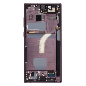 LCD display + dotyková doska + predný kryt, kamera pre Samsung Galaxy S22 Ultra S908B, burgundy (Service Pack)