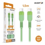 Datový kabel ALIGATOR SoftPastels 3A 65W, USB-C/USB-C, zelený