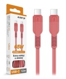 Datový kabel ALIGATOR SoftPastels 3A 65W, USB-C/USB-C, růžový