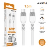Datový kabel ALIGATOR SoftPastels 3A 65W, USB-C/USB-C, bílý