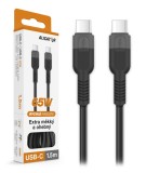Datový kabel ALIGATOR SoftPastels 3A 65W, USB-C/USB-C, černý