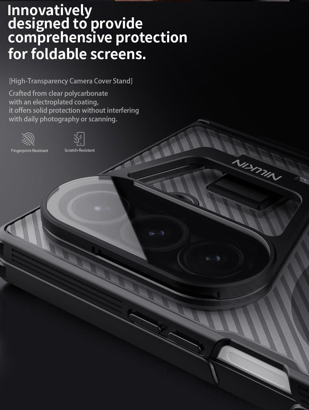Nillkin CamShield Prop Magnetic Pen Slot Zadní Kryt pro Samsung Galaxy Z Fold 7 Transparent Black