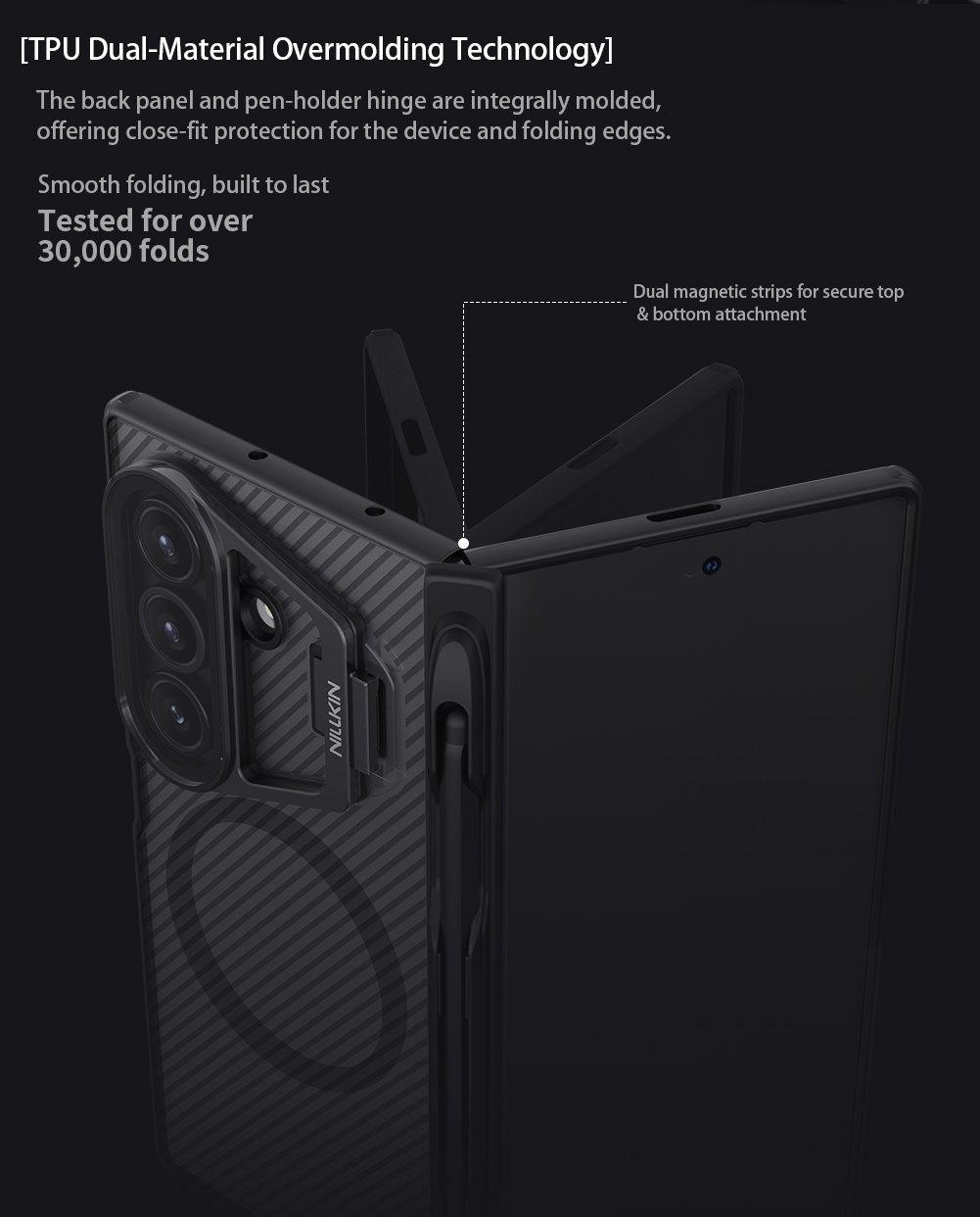 Nillkin CamShield Prop Magnetic Pen Slot Zadní Kryt pro Samsung Galaxy Z Fold 7 Transparent Black