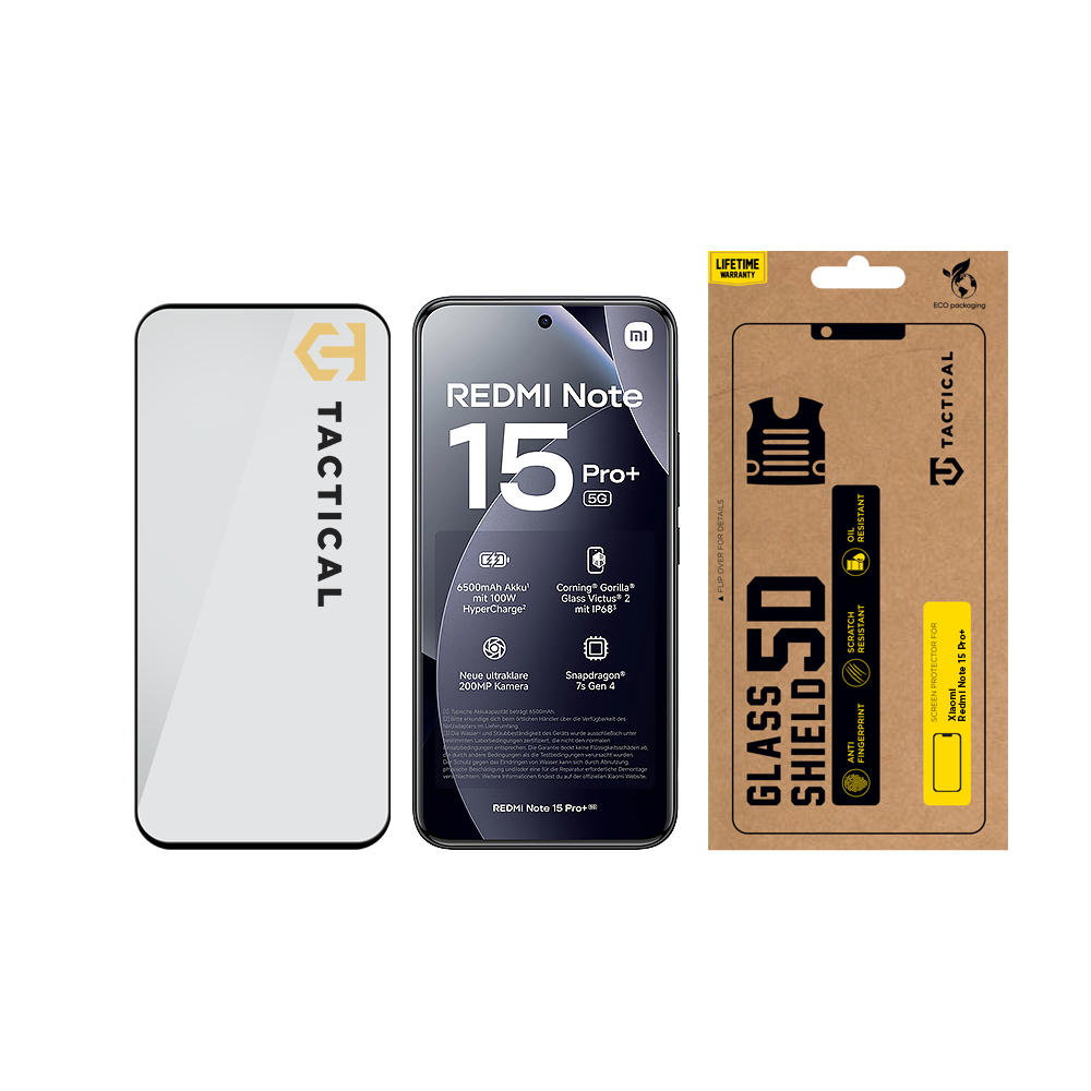 Tactical Glass Shield 5D sklo pro Xiaomi Redmi Note 15 Pro+ Black