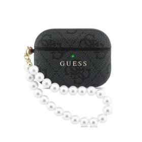 Guess PU 4G Classic Logo Pearl Strap Pouzdro pro AirPods Pro 3 Black