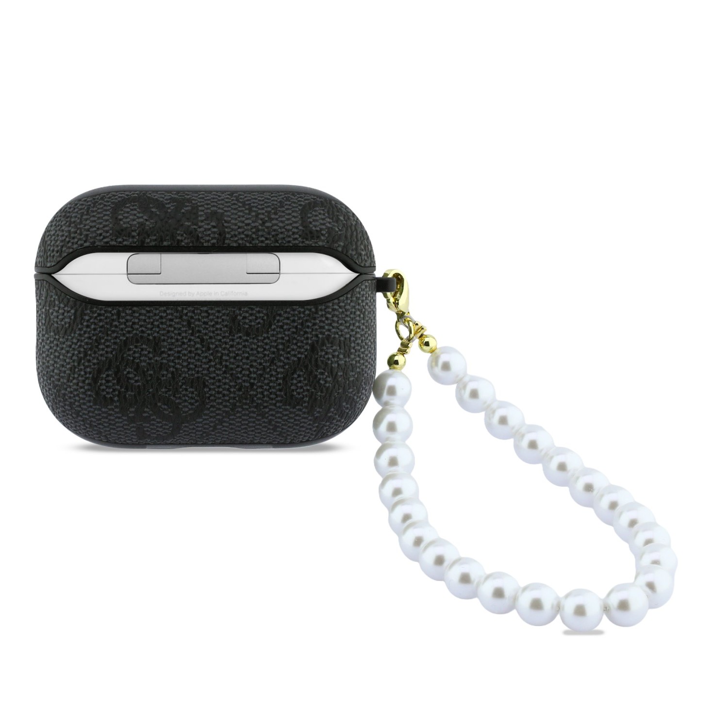 Guess PU 4G Classic Logo Pearl Strap Pouzdro pro AirPods Pro 3 Black