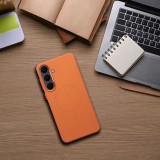 Pouzdro Case KEVLAR compatible with MagSafe pro Samsung Galaxy S25 FE, oranžová