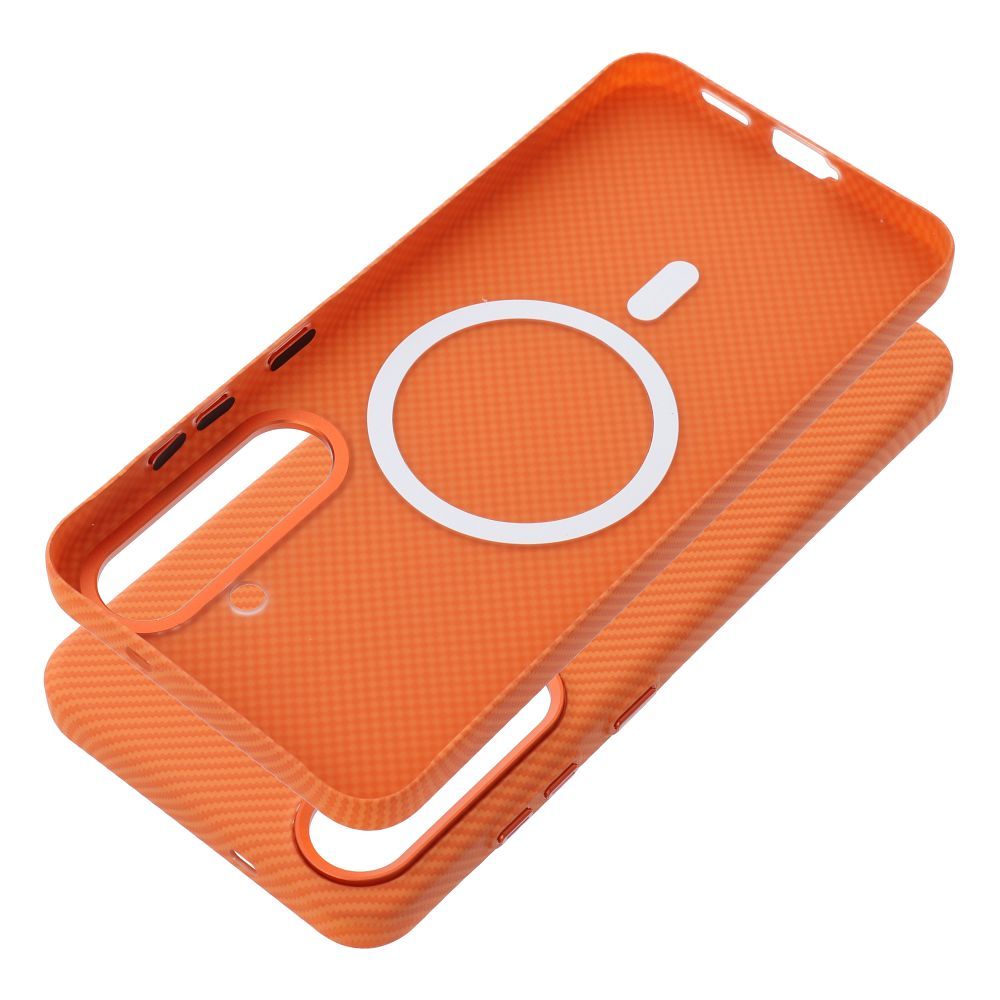 Pouzdro Case KEVLAR compatible with MagSafe pro Samsung Galaxy S26, oranžová