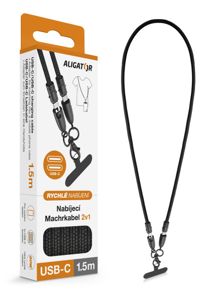 Datový kabel ALIGATOR Machrkabel 3A 60W, USB-C/USB-C, černý