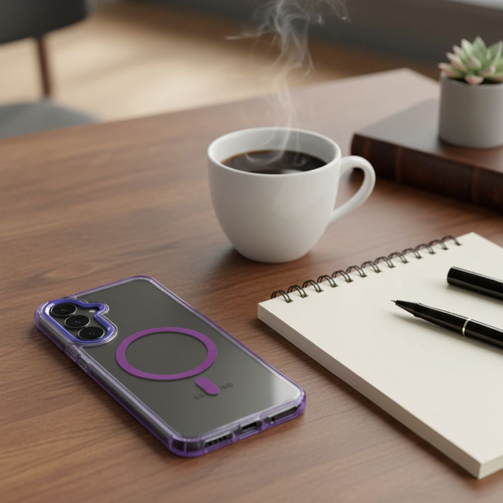 Case FRAME CLEAR HYBRID MAG COVER compatible with MagSafe for SAMSUNG A37 purple