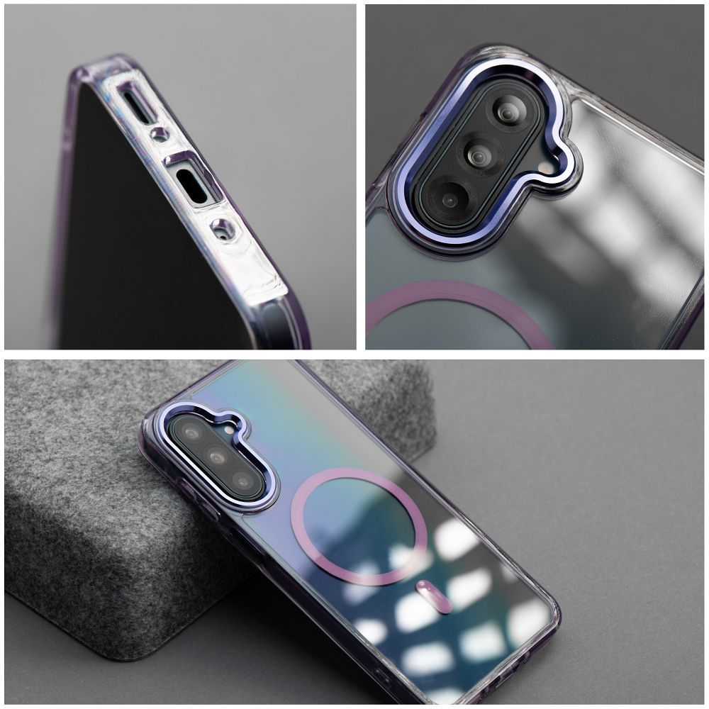 Case FRAME CLEAR HYBRID MAG COVER compatible with MagSafe for SAMSUNG A37 purple