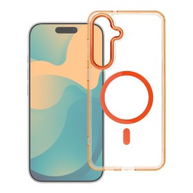 Zadný kryt Case FRAME CLEAR HYBRID MAG COVER compatible with MagSafe pre Samsung Galaxy A57, oranžová