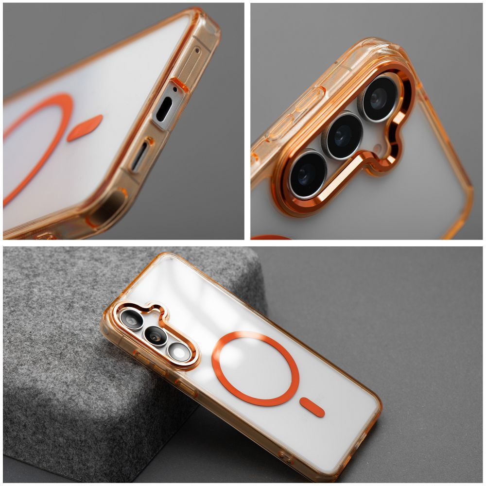 Case FRAME CLEAR HYBRID MAG COVER compatible with MagSafe for SAMSUNG A57 hermes orange